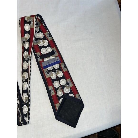 Roffe Dress Tie Mens Size 60" Multicolor Geometric 100% Silk Designer - Picture 8 of 12